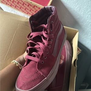 Burgundy high top vans